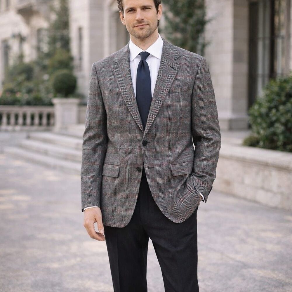 BROOKS BROTHERS Loro Piana WOOL Blazer Sport Coat Size 42 Gray Plaid ITALY 120βs